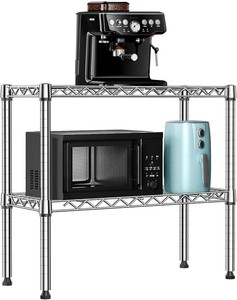 $35 MZG 220 lbs 2 Tier Storage Rack Metal Wire Shelving Unit, Storage Standing Household Shelf Organizer for Laundry Bathroom Kitchen Pantry Closet Garage Utility Room, Chrome 11.8 D x 27.6 W x 23.4 H