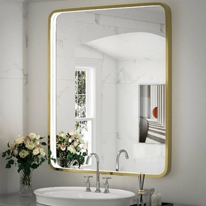 $270 30x36 Inch LED Gold Frame Bathroom Mirror, ETL Listed