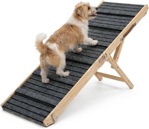 $110 Dog Ramp for Bed, Couch & Car   Foldable Pet Ramp with 6 Adjustable Heights, Anti-Slip Surface & Safety Rails for Small Large Dogs, Senior Pets with Joint Pain   Portable Pet Steps up to 200 lbs 40 inches long