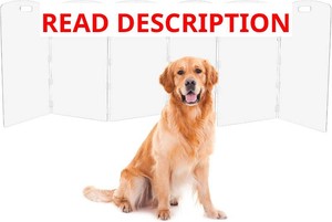 $190 Modern Frame Clear Acrylic Freestanding Dog Gate - 32 Tall Extra-Wide Folding 6-Panel Pet Barrier for Doorways, Stairs & Large Openings, Indoor Fence for Small to Large Dogs & Cats
