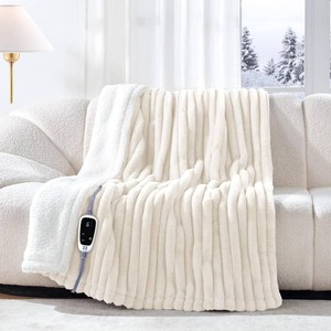 $55 Sealy Electric Blanket Throw 50 60, Faux Fur to Sherpa, Beige