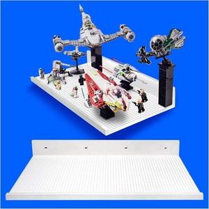 $50 XL Shelves Floating Shelves for Building Block Display - Compatible as a Lego Display Shelf - Floating Shelves for Wall - Works with Major Building Blocks - White, 2-Pack