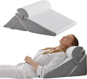 $49 Bedluxe Wedge Pillow Set for After Surgery, Orthopedic Bed Wedge WhiteGrey