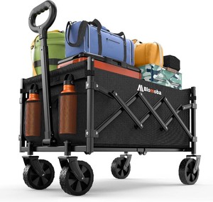 $40 Blomoba Folding Wagon Cart with Wheels, 220lbs Utility Wagon Cart, Black