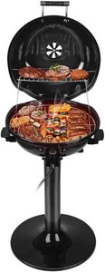 $95 Electric BBQ Grill Techwood 15-Serving IndoorOutdoor Electric Grill for Indoor & Outdoor Use, Double Layer Design, Portable Removable Stand Grill, 1600W (Stand Black BBQ Grills)