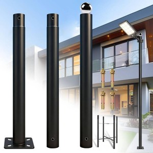 $80 Street Light Pole 10Ft Tall, Outdoor Metal Split Heavy Duty Street Lamp Post for Outside Large Solar Street Lights with Mounting Steel Anchor for Street, Parking Lots, Park & Patio