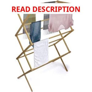 $60 BROOKSTONE, Eco-Friendly Bamboo Drying Rack, Collapsible Laundry Clothes Hanger, 10 Hanging Bars, Minimalist Space Saving Design