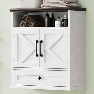 $80 Bathroom Wall Cabinet, Wall Mounted Medicine Cabinet 24.4H x 23.6W x 9D