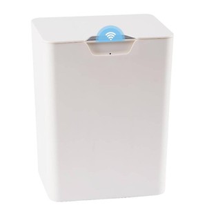 $27 YOGOODS 4 Gal Bathroom Trash Can with Lid, Automatic Trash Can Small Smart Garbage Can Touchless, Slim Motion Sensor Waterproof Plastic Trash Bins for Bedroom Office Kitchen Toilet(White)