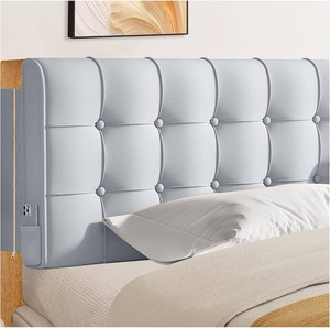 $80 Twin Headboard, Tool-Free 60s Installation - 4 High-Density Foam Upholstered Headboard with Side Pockets, Non-Slip Linen Headboard for DormRenterSmall Bedroom, Cornflower Blue
