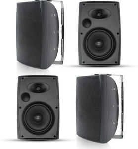 $170 Herdio 6.5 Inch 800W Passive Outdoor Speakers Wired Waterproof 2-Way Wall Mounted Speakers with Bass Suitable for Patio Pool Deck Porch Backyard Indoor Home (2 Pairs, Black)