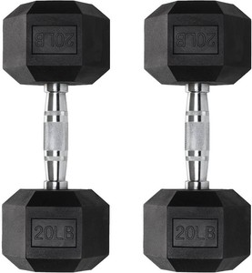 $80 Iron Crush Hex Dumbbells - Heavy Duty PVC Coated Weights, Chrome-Plated Knurled Handles - Workout, Exercise, Lifting, Body Building Home Gym Training Gear - 3 Lb to 50Lb Options - Sold in Pairs