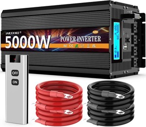 $300 5000 Watt Power Inverter 12V DC to 110V 120V Converter for Family RV Off Grid Solar System Car with Type-C Ports 3 AC Power Outlets Dual USB Ports LCD Display Wireless Remote Control