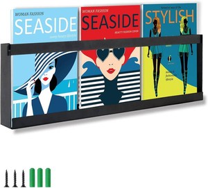 $35 Deveosa Magazine Holder Wall Mounted - Black Minimalist Metal File Rack Hanging Brochure Storage Organizer Comic Display For Living Room Bathroom Waiting Room Home Office Decor (19.7 inch)