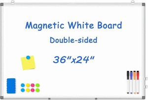 $40 Double-Sided White Board Dry Erase Magnetic Whiteboard Wall 36x24 Silver