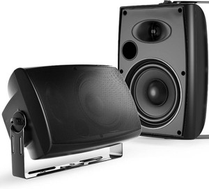 $116 STUDIOFINIX 6.5-Inch 400W Outdoor Bluetooth Speakers Waterproof Wired, Wall-Mount Waterproof Speaker System for Patio, Home, Poolside, Deck, Backyard (Pair,Black)
