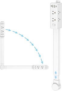 $40 Olcorife Outlet Extender Stick, Power Strip with 6 Outlets & 4 USB Ports, Extends 22-34, Rotates 180 (90  per Side), Home Dorm Essential for Nightstand, Couch and Desk