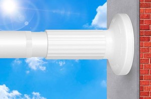 $50 White Tension Curtain Rod 51-126 Inch, Long Curtain Rod No Drilling for Window or Bathroom Patio, Outdoor Tension Rod for Patio, Easy to Install, Never Rust, Rod Diameter 1.26 Inches-White