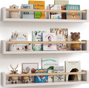 $40 G&W Gruwald Nursery Book Shelves, Set of 3, Wall Bookshelf, Book Shelf for Kids Rooms, Wall Book Shelves for Bedroom Kids, Floating Shelf, Nursery Decor (White, 23 Inches)