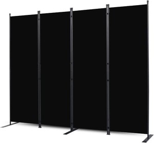 $57 Room Divider, 4 Panel Folding Privacy Screens with Wider Feet, Black