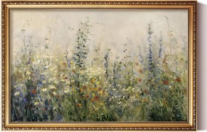 $80 ARPEOTCY Large Vintage Gold Framed Floral Wall Art,Living Room Bedroom Dining Room Meadow Wildflower Painting Decor, Canvas Artwork,Classic Impressionist Nature Picture Farmhouse Home Decor,24x36 In