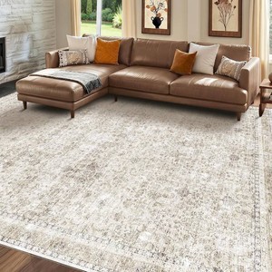 $75 Sasttie 8x10 Area Rugs, Ultra-Soft Washable Rug for Living Room, Beige