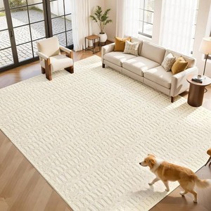 $148 Yamaziot Washable 9x12 Area Rugs for Living Room Textured Non Slip, Beige