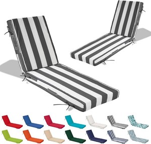 $130 72x21x4in Lounge Cushions for Outdoor Furniture,Outdoor Lounge Chair Cushions Set of 2, Pool Chaise Cushions for Patio Lawn, Patio Lounger Pads with Removable Cover, Black White Striped 26xf