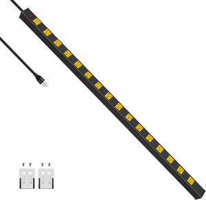 $45 JUNNUJ Long Metal 16 Outlet Wide Spaced Power Strip, Yellow, 10 FT Cord