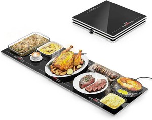 $100 FEPPO Warming Trays for Buffets Party, Extra-Long 47x15 3-in-1 Modular Food Warmer with Independent Temp & Timer Control, Glass Food Warming Mat, Ideal for Catering & Gatherings