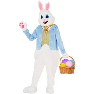 $89 Morph Costumes Adult Deluxe Easter Bunny Costume Unisex White Rabbit Jumpsuit Easter White L