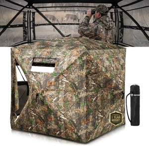 $70 HUNTSEN Portable Hunting Blind - 270 360 See Through with Waterproof Floor Mat