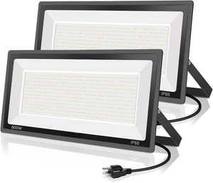 $240 YANYCN 2 Pack 800W LED Flood Light Outdoor,3750W Equivalent Super Bright FloodLight with Plug,88500LM 5000K Daylight White IP66 Waterproof Commercial Lighting for Sports Fields,Counts,Arena,Stadium