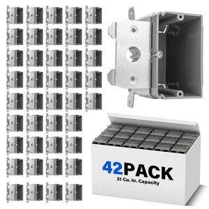 $117 42 Pack 1-Gang Adjustable PVC Electrical Outlet Boxes, ETL Listed