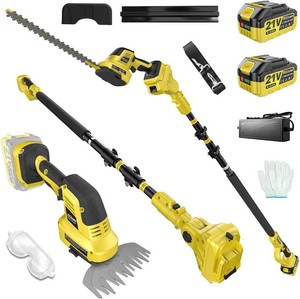 $90 4-in-1 Pole Hedge Trimmer Cordless - Electric Hedge Trimmer & Grass Shear with Extension Pole, 24.0Ah Battery,180  Adjustable Angle,16Ft Reach,Hedge Trimmers Cordless with Battery for Shrubs Pruning