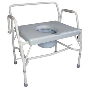$105 DMI Drop Arm Portable Toilet Commode, Extra-Wide Seat, 500 Pound Weight Capacity, Bucket with Lid Included, Adjustable Legs