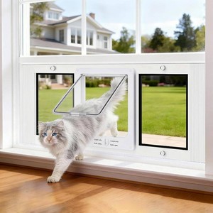 $100 Quick-Fit Cat Door for Window of 31-36 Adjustable Width with Magnetic Auto Closure, Aluminum Frame Pet Door for Window Insert, Suitable for Most Medium Cats & Small Dogs (L 31-36)