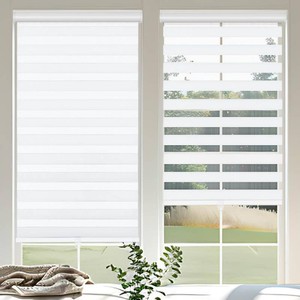 $46 Cordless Zebra Blinds for Windows, 53 W x 72 H Zebra Roller Shades with Valance Free Stop Zebra Roller Shades, Light Control Window Treatments Dual Layer Sheer Blinds for Day and Night