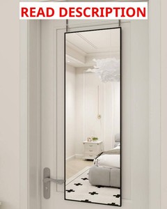 $60 BEAUTYPEAK 16 x 50 Adjustable Height Over The Door Mirror, Black