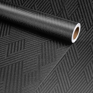 $40 Decotalk 30x120 Textured Peel and Stick Wallpaper Black Geometric - Peel and Stick Wallpaper Textured Black Wall Paper for Bedroom Dark Contact Paper Cabinet Vinyl Wrap, Easy to Use