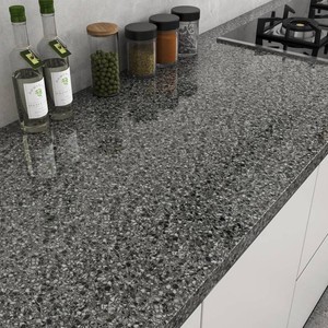 $50 LaCheery Black Granite Countertop Contact Paper 160 x 36 Inch Wide Counter Top Peel and Stick Waterproof Contact Paper for Bathroom Kitchen Countertops Terrazzo Wallpaper Self Adhesive Vinyl Wrap Desk