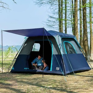 $213 TIMBER RIDGE 6 Person Blackout Design Camping Tent, 60s Easy Setup Instant Cabin Tent for Family with Rainfly, Water-Resistant, 9 x 9 x 72 for Outdoor Adventures