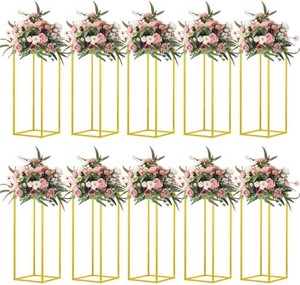 $120 23.6inch 10 pcs Column Vases Gold Centerpieces for Table Metal Flower Stand Gold Wedding Centerpieces for Tables Party Floral Stands for Flowers