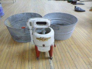 Vintage Mini Washing Machines and 2 Wash Tubs
