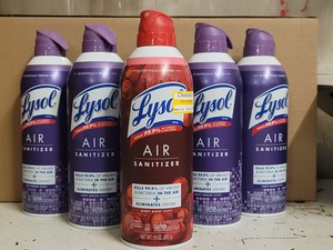 6ct Lysol Air Sanitizer 10oz spray Light Breeze and Berry Burst Scents