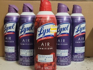 6ct Lysol Air Sanitizer 10oz spray Light Breeze and Berry Burst Scents