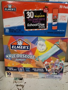 Elmers 10ct Kaleidoscope Slime Kit & Elmers 30ct Washable disappearing purple School glue sticks