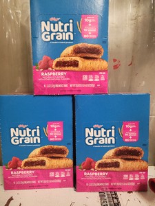 3 boxes Kelloggs Nutri-Grain Breakfast Bars Raspberry 16ct- 1.3oz bars per box