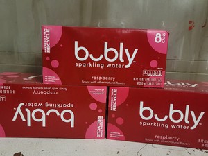 3- Bubly Raspberry Sparkling Water 8-12fl Oz cans (total of 24 cans)