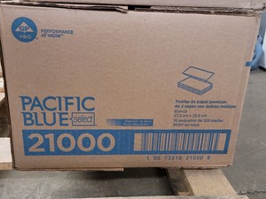 Pacific Blue 21000 MultiFold premium 2-ply white paper towels 16 packs of 125 towels2000 total